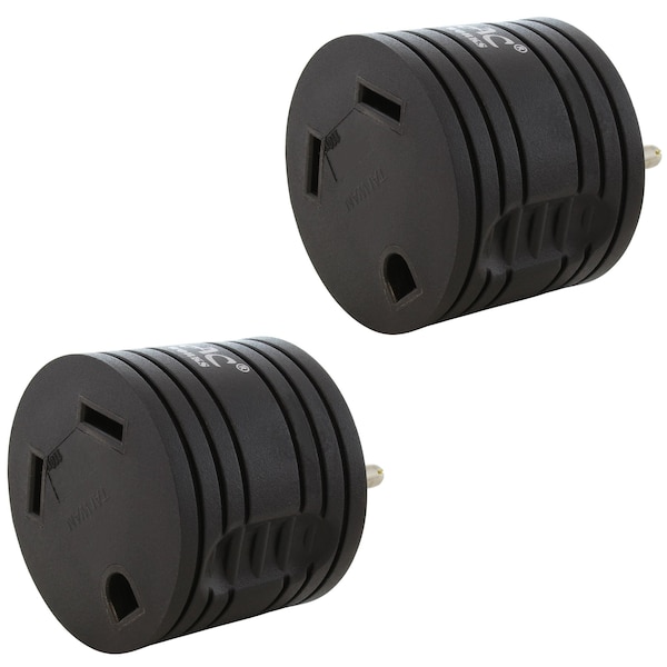 Ac Works 2 Pack 15A Home Plug to RV TT-30 30A 125V RV Female Connector RV515TT-BK-2PK - main